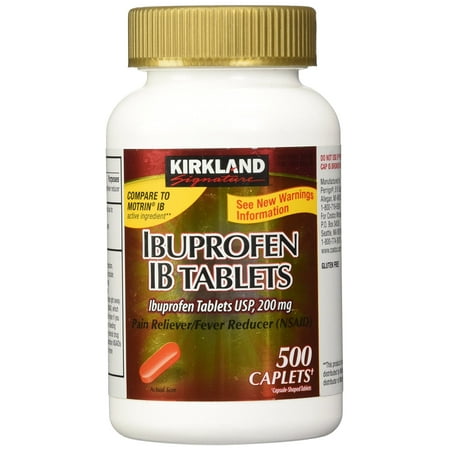 Easy Swallow Caplets - Kirkland Signature Ibuprofen IB tablets USP 200mg NSAID Easy Swallow Caplets, 500 Caplets, By Link International Inc