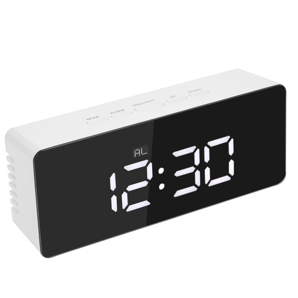 Multifunctional Digital LED Mirror Clock Alarm Night Light Thermometer USB Clock 