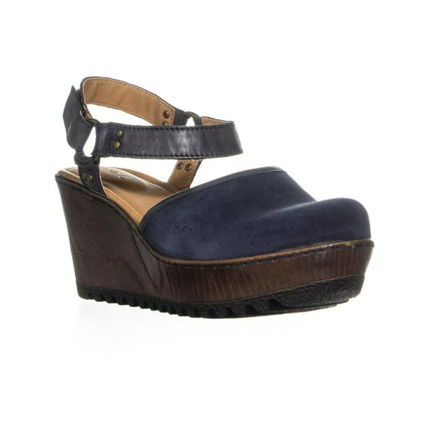 Born - Womens Born Rina Wedge Covered Toe Ankle Strap Sandals, Navy ...