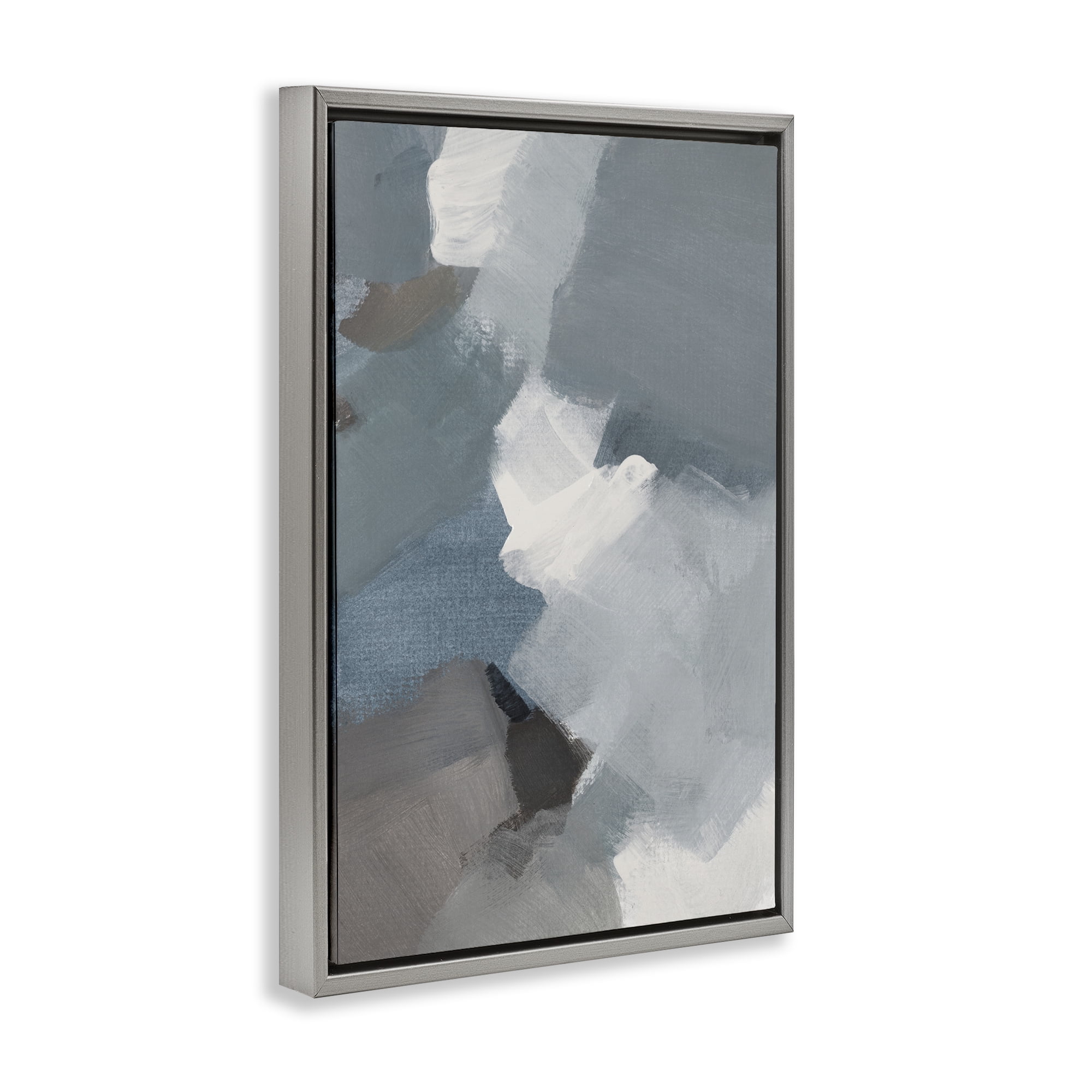 Stupell Industries Stormy Grey Abstract Gray Framed Floater Canvas Wall Art, design by Lanie Loreth