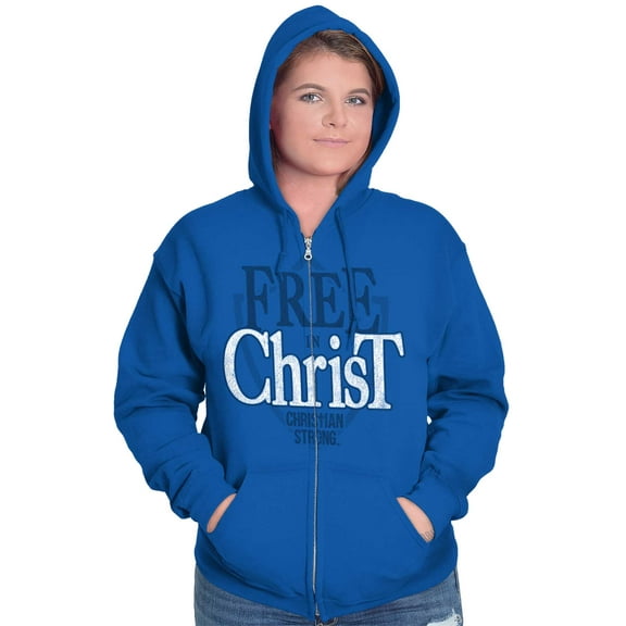 Free in Christ Jesus Christian Zip Up Hoodie Men's Women's Brisco Brands L