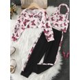 thumbnail image 2 of Bagilaanoe 3pcs Little Girl Fall Outfits Pants Sets Toddler Butterfly Print Long Sleeve Sweatshirt + Sleeveless Top + Sweatpants 3T 4T 5T 6T 7T Kids Casual Clothes, 2 of 8