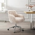 thumbnail image 2 of Pemberly Row Contemporary Faux Fur Swivel Office Chair in Pink, 2 of 10