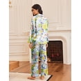 thumbnail image 5 of Ekouaer Silk Satin Pajamas for Women Button Down Pjs Set Long Sleeve Loungewear 2 Piece Wide Leg Sleepwear, 5 of 6