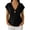 Black, variant on Women's Cotton Linen T Shirt Short Sleeve Wrap Style V Neck Top Casual Loose Fit Top Womens Summer Essentials Tops