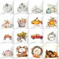 thumbnail image 2 of Fall Autumn Pumpkin Throw Pillow Cover Outdoor Watercolor Pumpkins Pillows Cover Thanksgiving Farmhouse Linen Decorative Cushion Case for Couch Bed Decor, 18X18Inch, 2 of 9