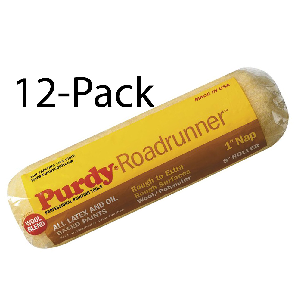 Genuine Purdy 12 Pack Roadrunner 50/50 9" x 1" Nap Roller Covers