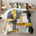 thumbnail image 2 of Homewish Gray Gold Stripes Twin Quilt Set,Modern Geometric Artwork Twin Coverlet Set,2-Piece, 2 of 7