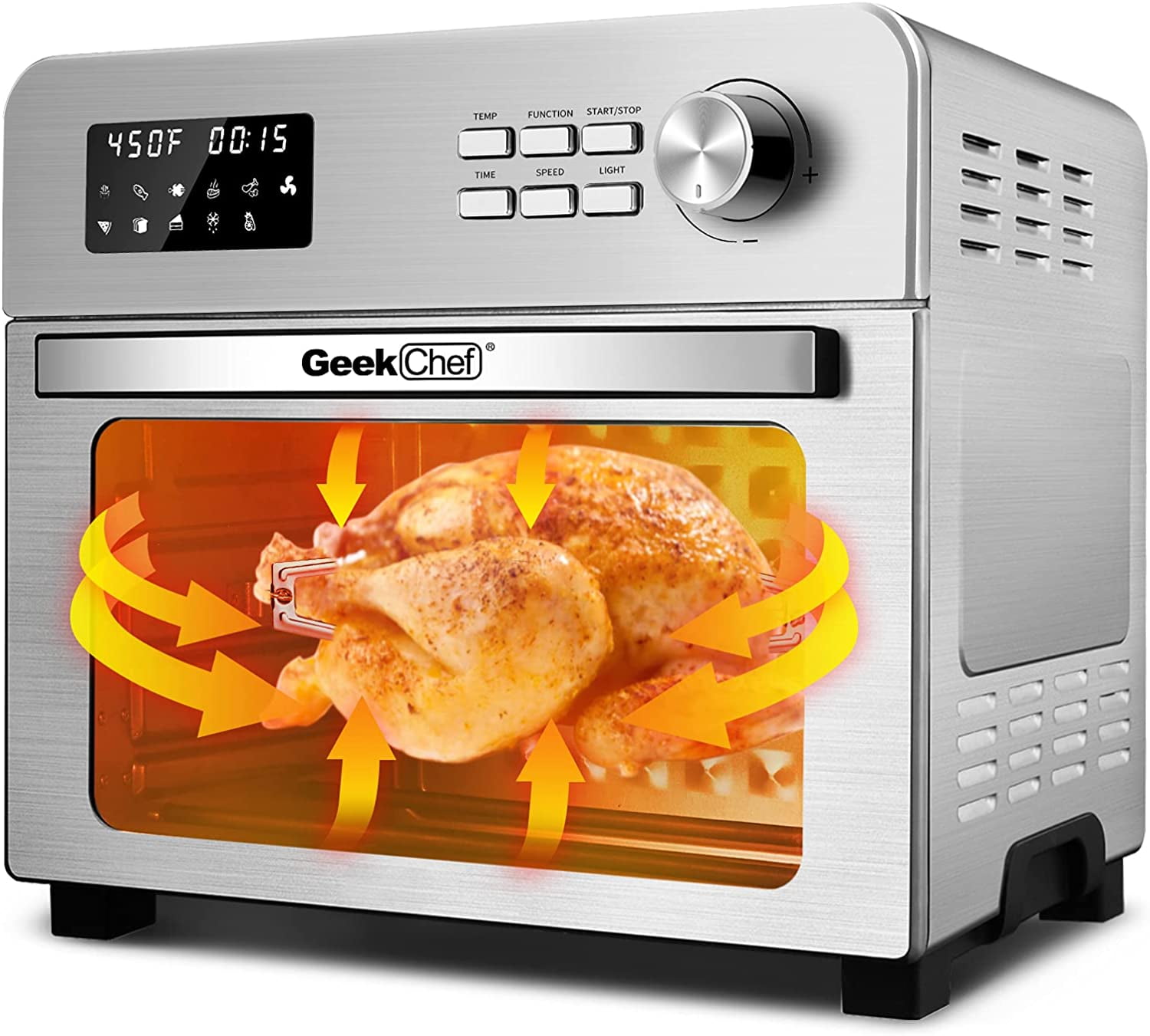 Geek Chef Air Fryer Toaster Oven 24QT 6Slice Convection Airfryer Countertop Oven 