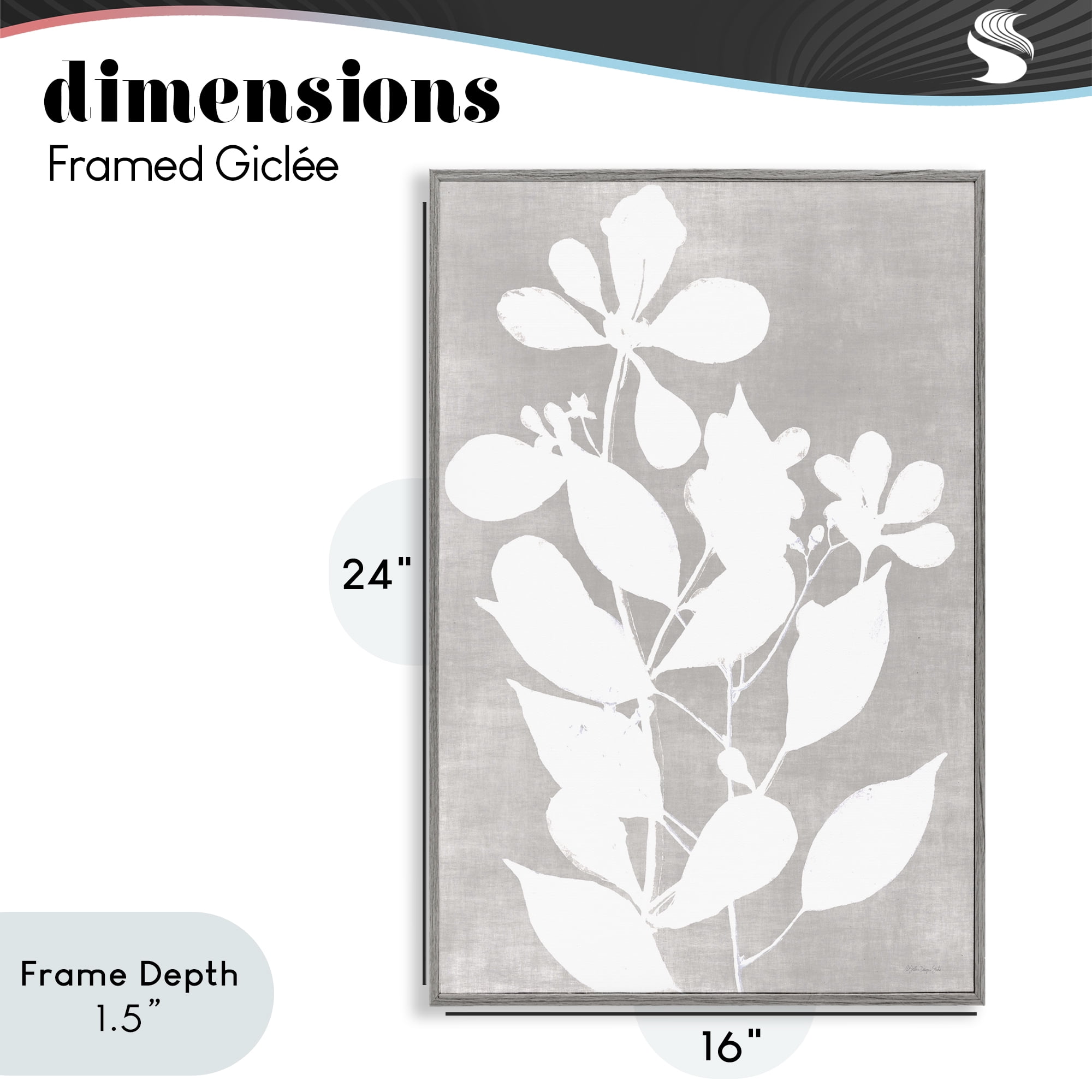 Stupell Industries Minimalist Foliage Impression Gray Framed Giclee Art, design by Stellar Design Studio