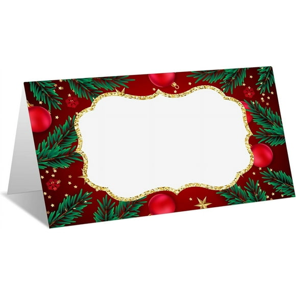 y Place Cards for Christmas Party, Editable Name Place Cards, Seating Place Cards for Tables, Tent Style Cards for Wedding, Dinner Party or Any Occasion, Easy Folding, Pack of 25 E