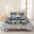 thumbnail image 3 of King Quilt Set 96''x106'', Blue Crab Coastal Lightweight Summer Bedspread Coverlet Set with 2 Pillow Shams, Vintage Beach Nautical Coral Sea Breathable All Season Quilt Bedding for Bedroom/Guest Room, 3 of 9