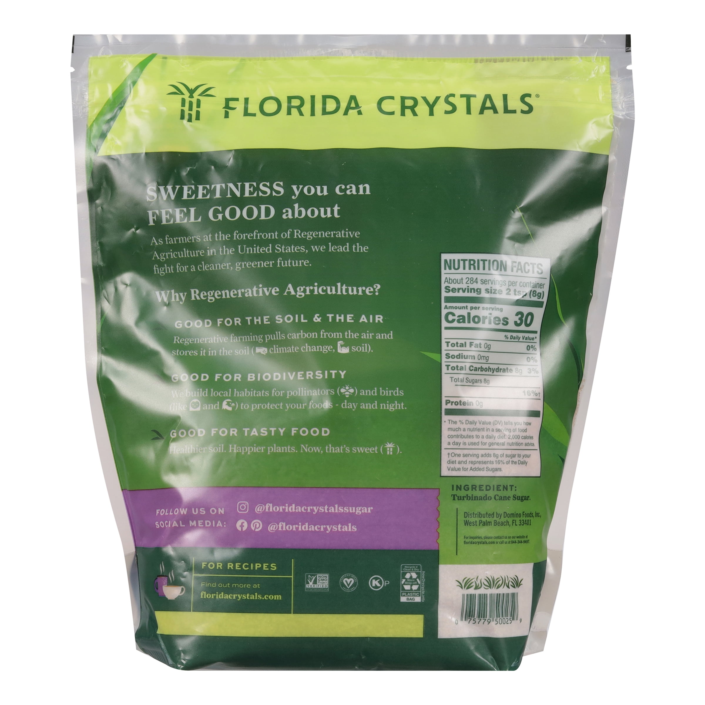 (3 pack) Florida Crystals Turbinado Cane Sugar, 5 lb Pouch