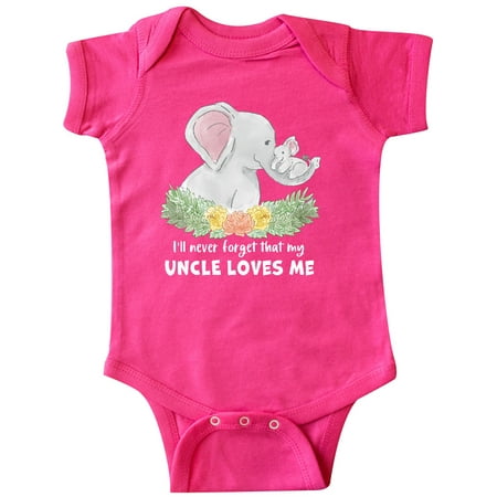 

Inktastic I ll Never Forget That My Uncle Loves Me with Cute Elephants Gift Baby Boy or Baby Girl Bodysuit