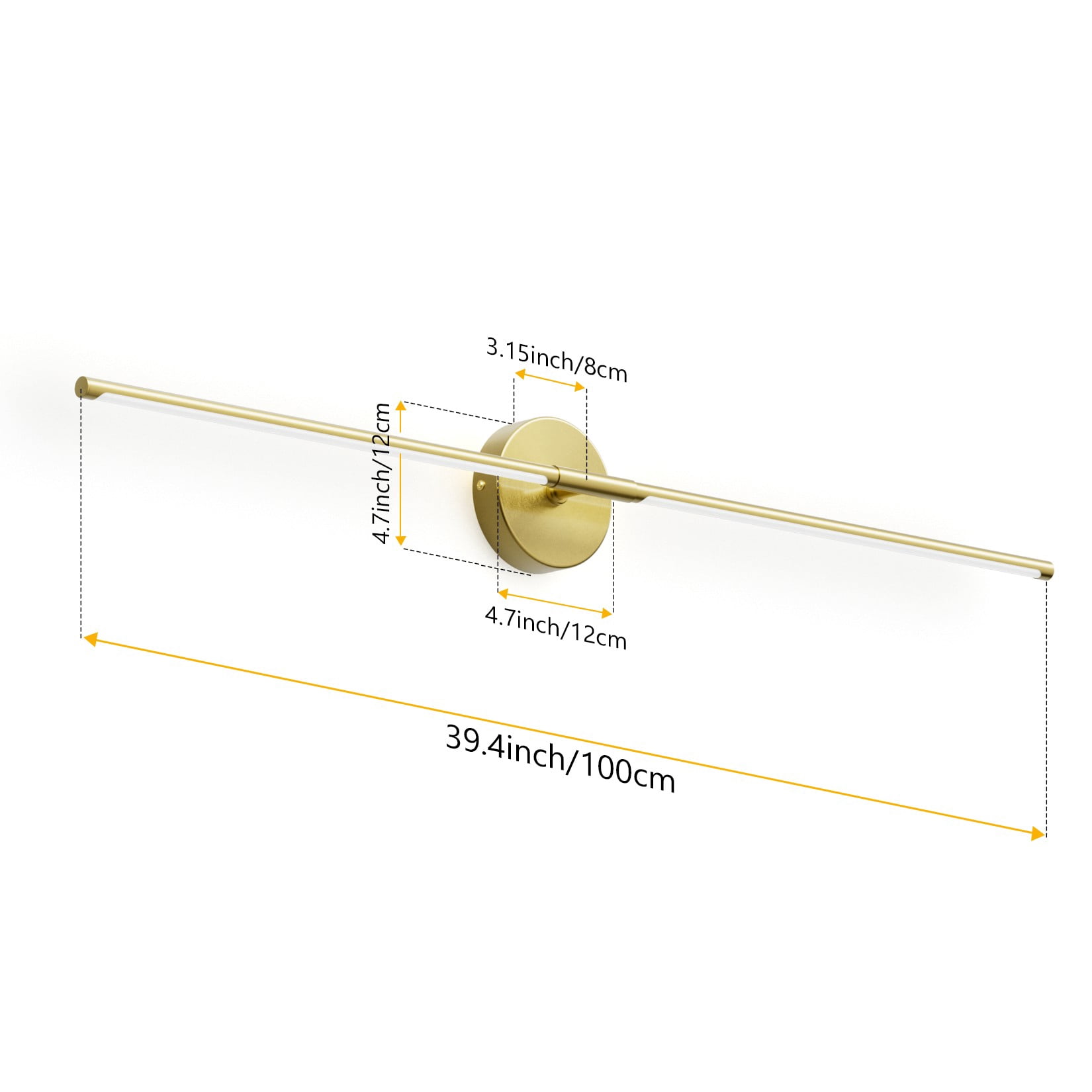 Ralbay 40Inch Gold Wall Sconces Set of Two,360° Rotate  Gold Vanity Light 3000K for Bathroom, Living Room(2 Pack)