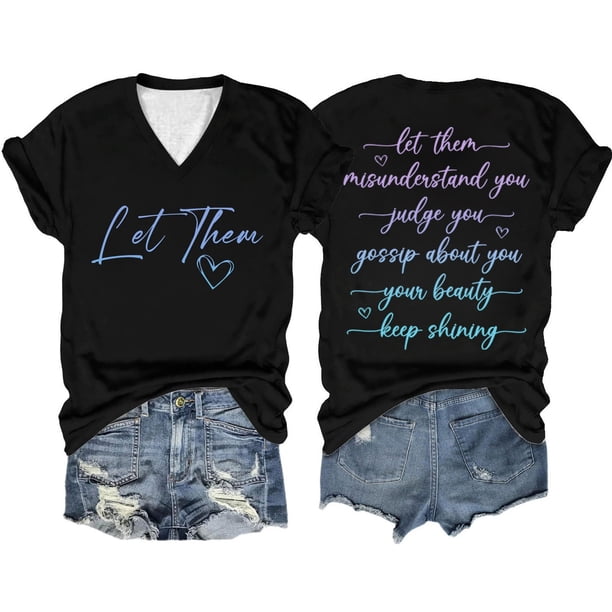 Camiseta informal de mujer con estampado de doble degradado, manga corta y cuello en V - Camiseta ligera y transpirable con gráfico de fútbol para el día del partido y para el uso diario
