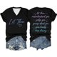 thumbnail image 1 of Camiseta informal de mujer con estampado de doble degradado, manga corta y cuello en V - Camiseta ligera y transpirable con gráfico de fútbol para el día del partido y para el uso diario, 1 of 2
