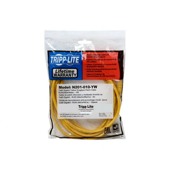 Tripp Lite N201-010-YW 10' CAT-6 Gigabit Snagless Molded Patch Cable Yellow