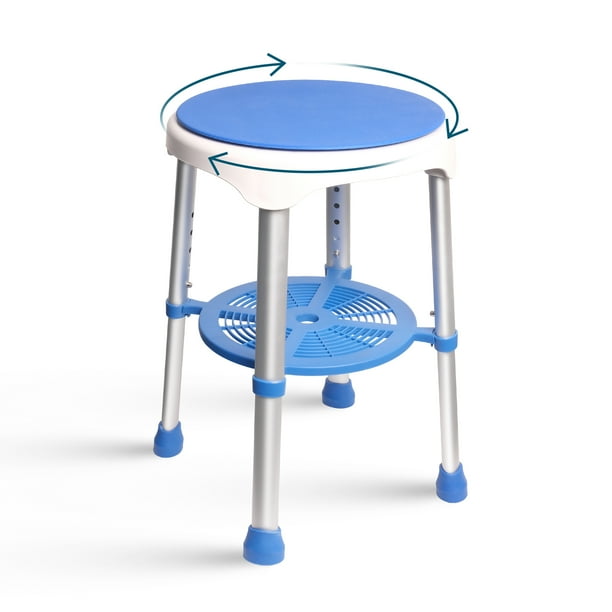 Swivel Shower Chair for Inside Shower, 360 Degree Adjustable Rotating Shower Seat for Seniors