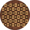 thumbnail image 1 of Ahgly Company Indoor Round Checkered Brown Modern Area Rugs, 3' Round, 1 of 4