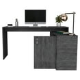 thumbnail image 2 of Boahaus Linyi L-Shaped Computer Desk, Gray, 2-Shelves, One Cabinet, for Adults, 2 of 5