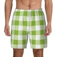 thumbnail image 2 of Goofa White Green Plaid Printed Men's Swim Trunks Board Shorts Quick Dry Mens Swimming Trunks with Compression Liner,Breathable Fit Hawaii Beach Shorts-X-Large, 2 of 9