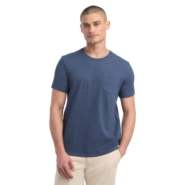 Camiseta Tommy Hilfiger para hombre, manga corta, cuello redondo, azul marino