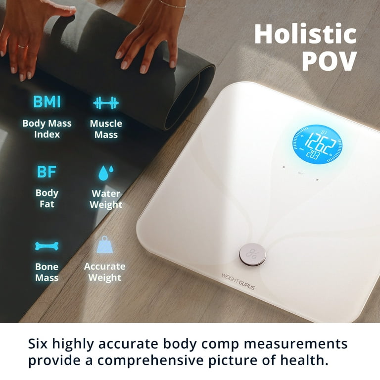 Greater Goods WiFi Weight Scale; Digital Smart Scale for Bathroom, Measures  and Tracks Weight, BMI, Muscle Mass, Water Weight, Bone Density, and Body