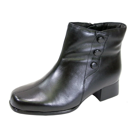 PEERAGE Demi Women Extra Wide Width Leather Bootie BLACK 13