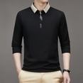thumbnail image 4 of Men‘s Long Sleeve Turn-down Collar Waffle T-shirt Business Casual Contrast Line  Shirt, 4 of 7