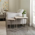 thumbnail image 4 of Pemberly Row Large Stone Top Nesting Table with a Silver Metal Base, 4 of 7
