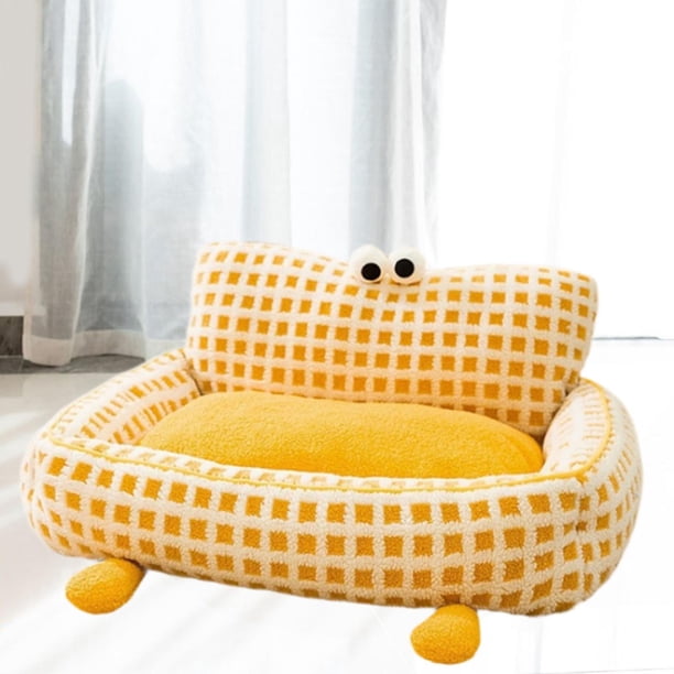 Sofá cama para mascotas Yinane nido cálido para perros amarillo pequeño