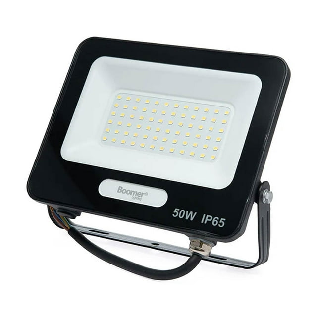 Lampara Reflector Led Exterior 50W 6500K Luz De Dia Negro