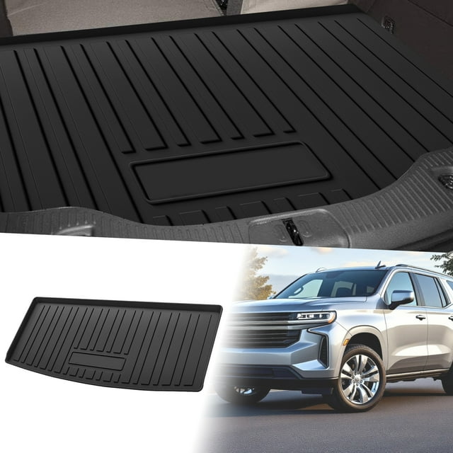 Unique Bargains Flat Face Cargo Liner Rear Trunk Mat Trunk Cargo Luggage Boot Tray Mat Vertical Stripes Pattern for Chevrolet Tahoe 2021-2024 Anti-Slip