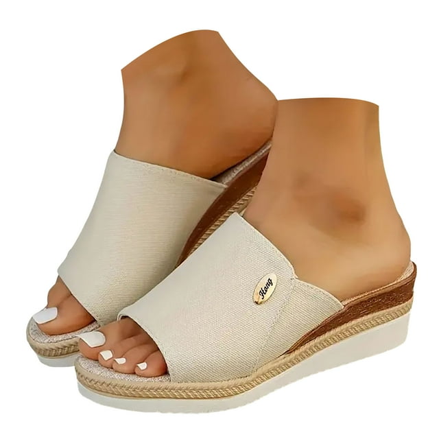 Mepaouo Platform Sandals for Women 2025 Wedges Slip on Espadrilles Slides Open Toe Summer Shoes