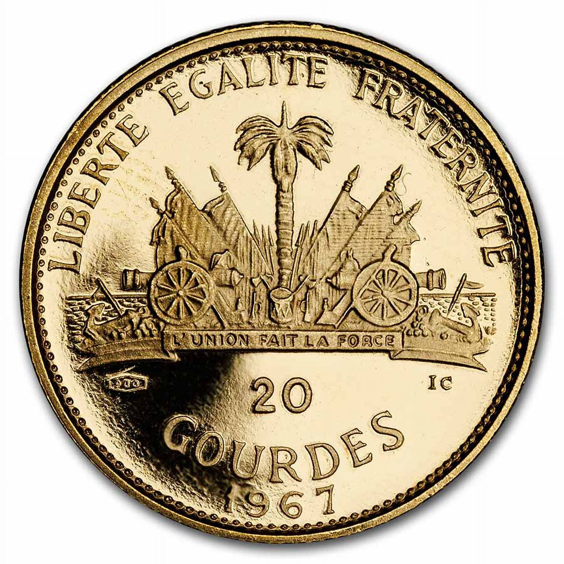1967 Haiti Gold 20 Gourdes Mackandal Proof - Walmart.com