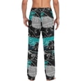 thumbnail image 7 of Men's Pajama Pants with Pockets Sleepwear Lounge Pants Stretch Casual Fox Animals Black Star, 7 of 7