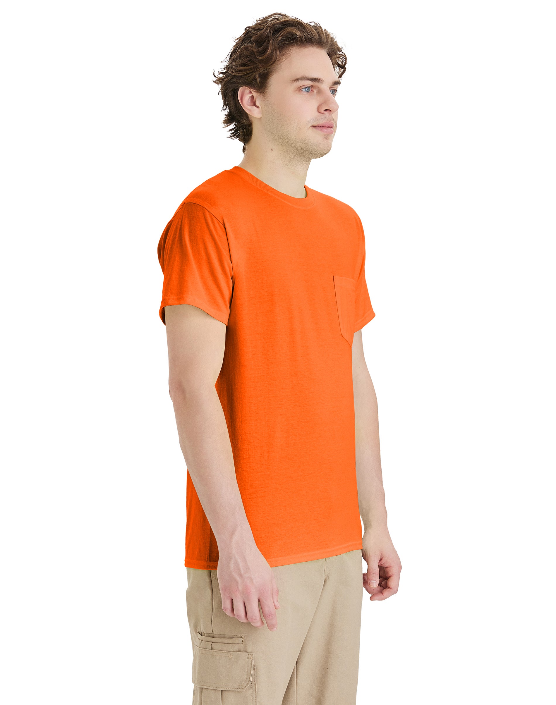 Hanes Workwear X-Temp Men's Pocket T-Shirt, 2-Pack Safety Orange M - image 4 of 5