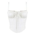 thumbnail image 4 of Women Summer Tops Lace Trim Spliced Strappy Top Sexy Sleeveless V Neck Camisole For Women Casual Summer Fashion Vest Creme Bodysuit Adult Tops Sequin Top Workout Out Boy under White S, 4 of 4