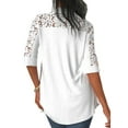 thumbnail image 4 of DYMADE Women Formal Dressy Shirt Lace Workwear Half Sleeve Button Blouse, 4 of 4