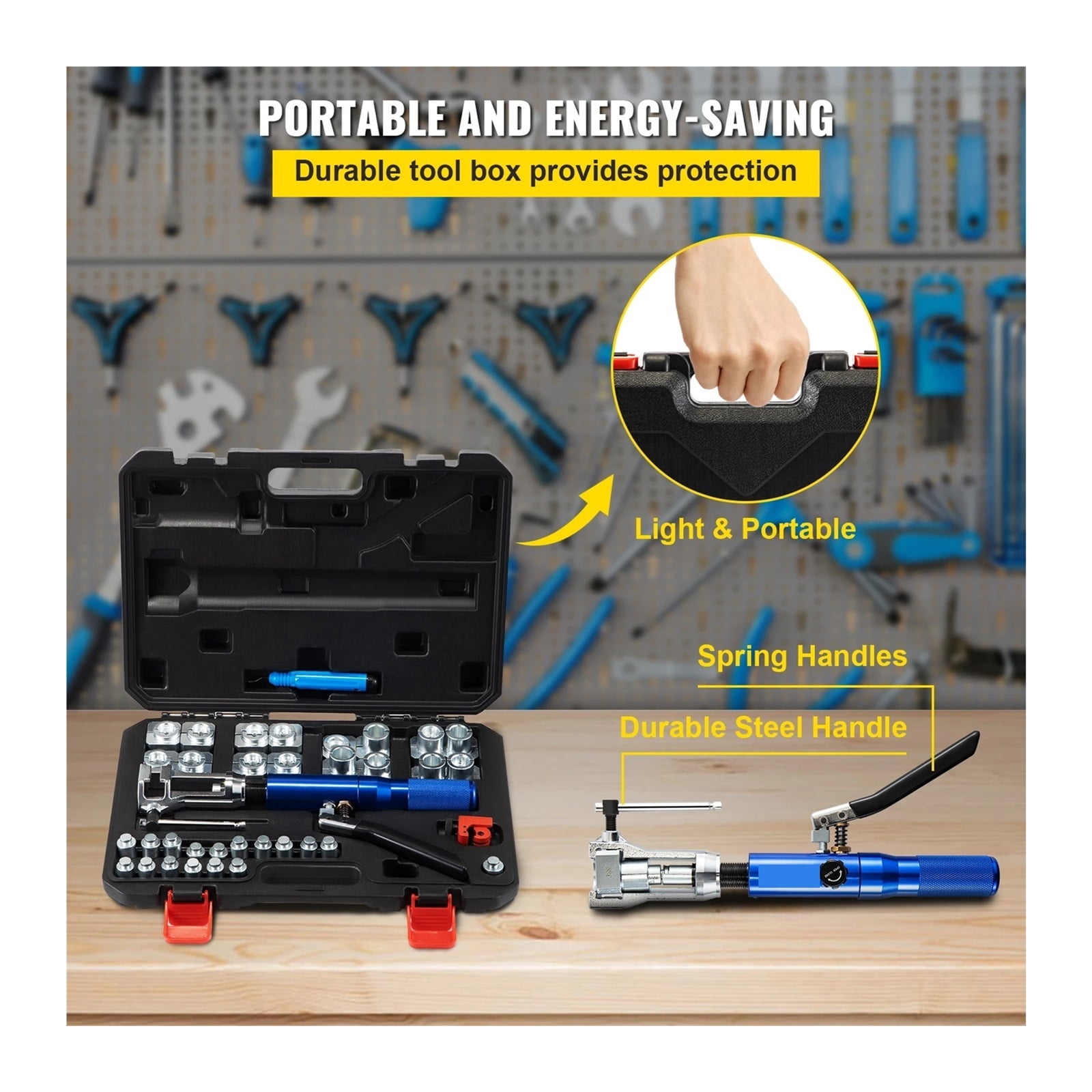 Hydraulic Expanding And Double Flaring Tool Kit 45° Soft HVAC Copper Tube Expander 3/16in To 1/2in Brake Flare Repair Tool ,Easy to Use