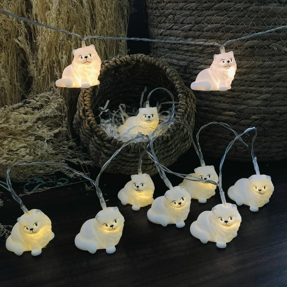 Sezrgiu Persian Cat String Lights Battery Powered LED Indoor Baby Shower Bedroom Decoration