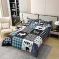 thumbnail image 3 of Rustic Bear Deer Duvet Cover Queen,Country Cabin Bedding Set for Kids Teens Blue Checkered Buffalo Plaid Comforter Cover Moose Woodland Wildlife Patchwork Quilt Cover Camping Tent Farmhouse Decor, 3 of 6