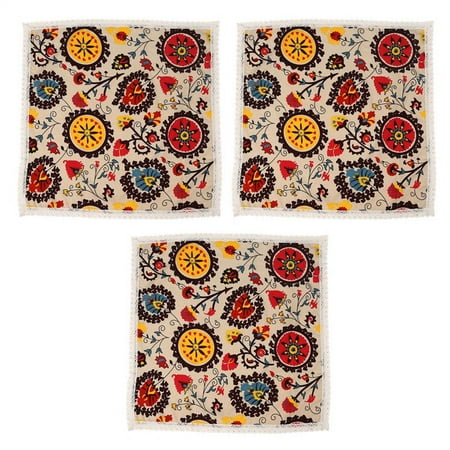 

3X Vintage Square Cotton Linen Lace Sun Flower Tablecloth Washable Tablecloth Dinner Picnic Table Cloth