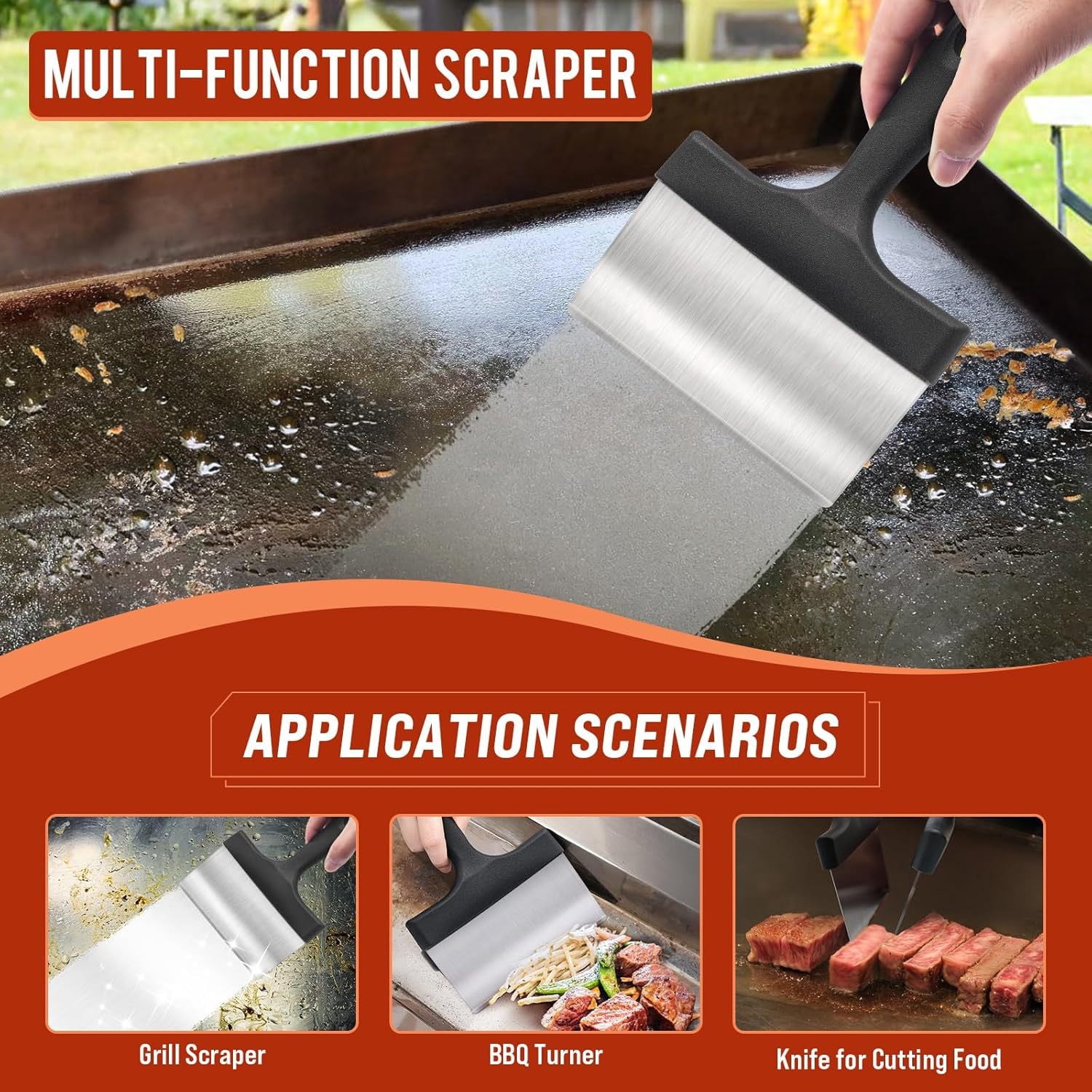 Neoyler 19 Pack Teppanyaki Grill Cleaning Kit Cleaning Brush Scrub Brush with Industrial Scrapers and Heat Resistant Handles Organized Caddy for Restaurants Griddles Flat Tops Multicolor 11.4in