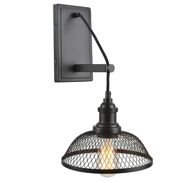 Aspen Creative 62093, One-Light Metal Bathroom Vanity Wall Light Fixture, 8 1/2" Wide, Transitional Design in Bronze with Metal Mesh Shade