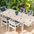 thumbnail image 2 of Valentine's Day Table Cloths for 8 Foot Rectangle Tables, Red Love Heart Romantic Beige Burlap Patio Waterproof Elastic Fitted Tablecloths, Washable Rectangular Table Cover for Camping, 2 of 8