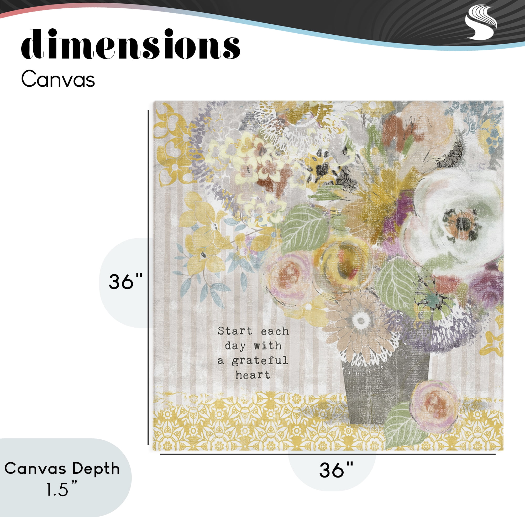 Stupell Industries Floral Inspirations Grateful Heart Canvas Wall Art, design by Suzanne Nicoll