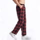 thumbnail image 1 of Pantalones largos para hombre, informales, de moda, con cintura elástica, de tela a cuadros, largos, rectos y elásticos, de poliéster., 1 of 6