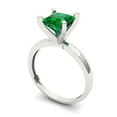 thumbnail image 2 of Solitaire Engagement Ring for Women - 1.5ct Simulated Emerald in 14K White Gold Promise Ring, 2 of 6